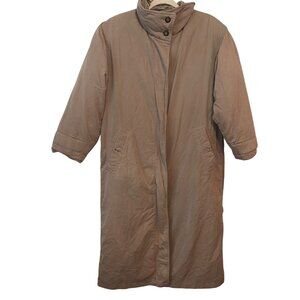 Eddie Bauer Beige Long Trench Coat With Buttoned Collar & Pockets size S